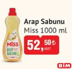 MİSS ARAP SABUNU 1000 ML fiyat ve kampanya bilgisi